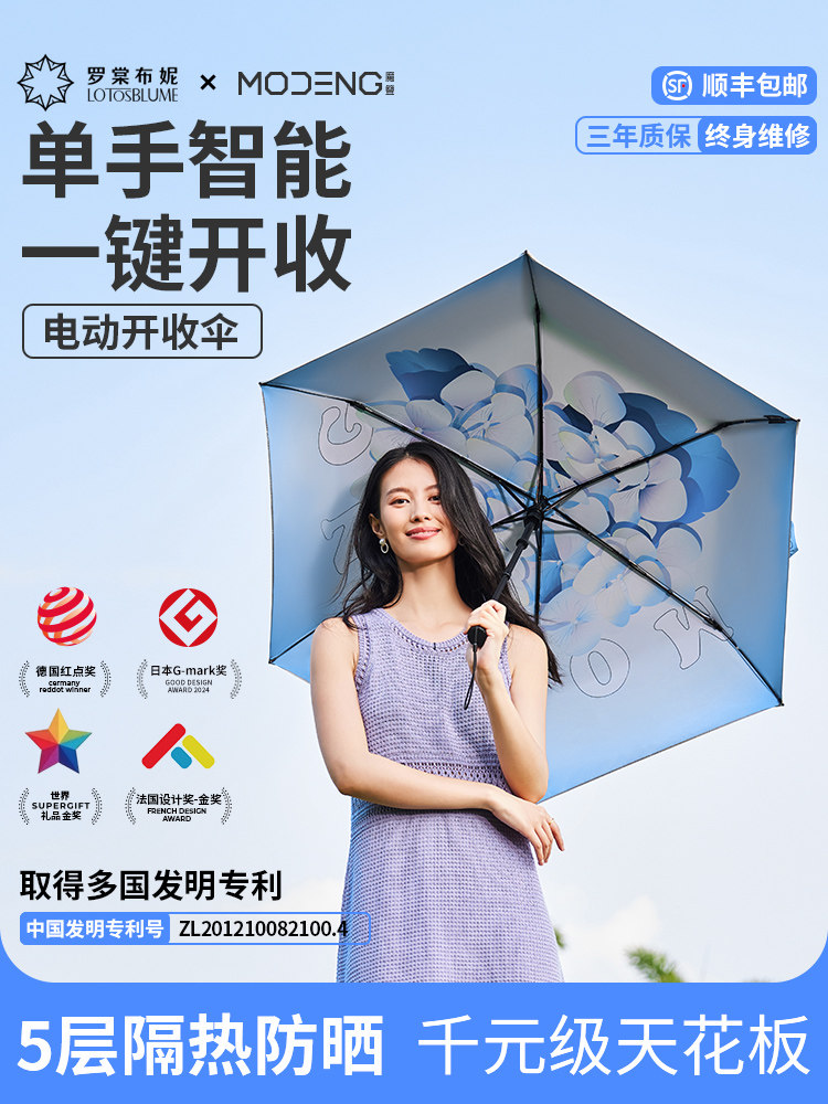 钛银防晒全智能电动伞全自动一键开合防晒晴雨两用太阳遮阳伞女