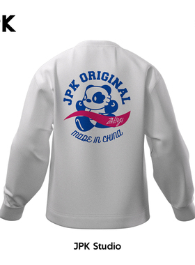 JPK·执夷国潮原创长袖T恤宽松大码男士休闲印花圆领加大落肩潮牌