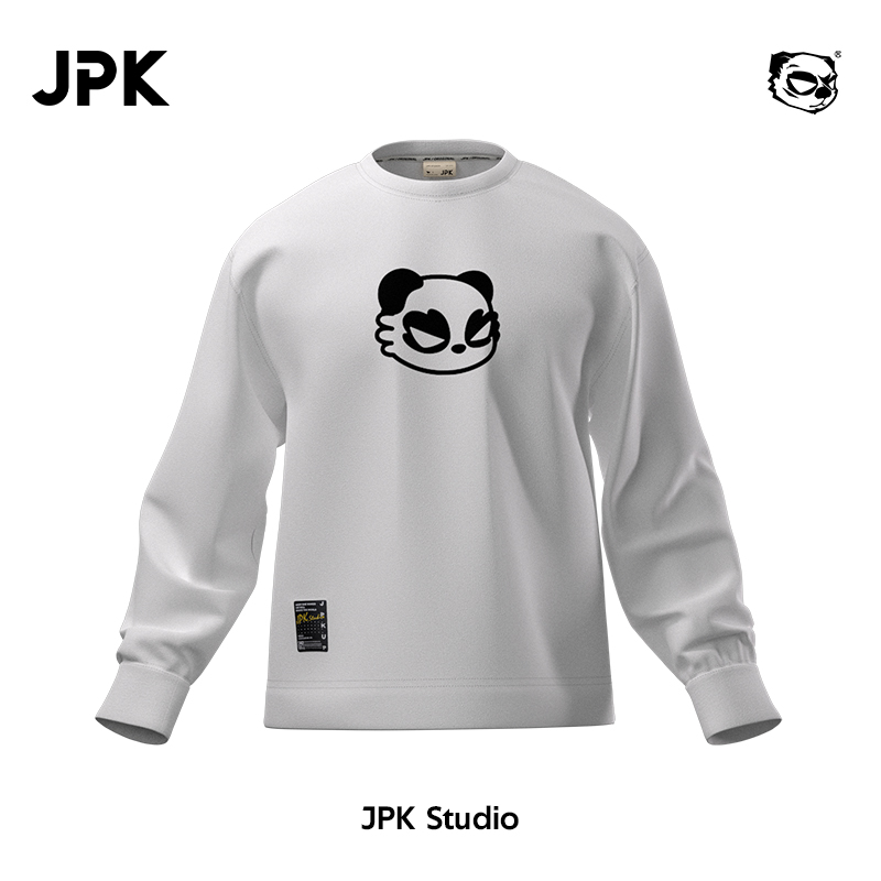 JPK2024秋季新款LOGO国潮长袖T恤宽松大码男士休闲印花落肩潮牌秋