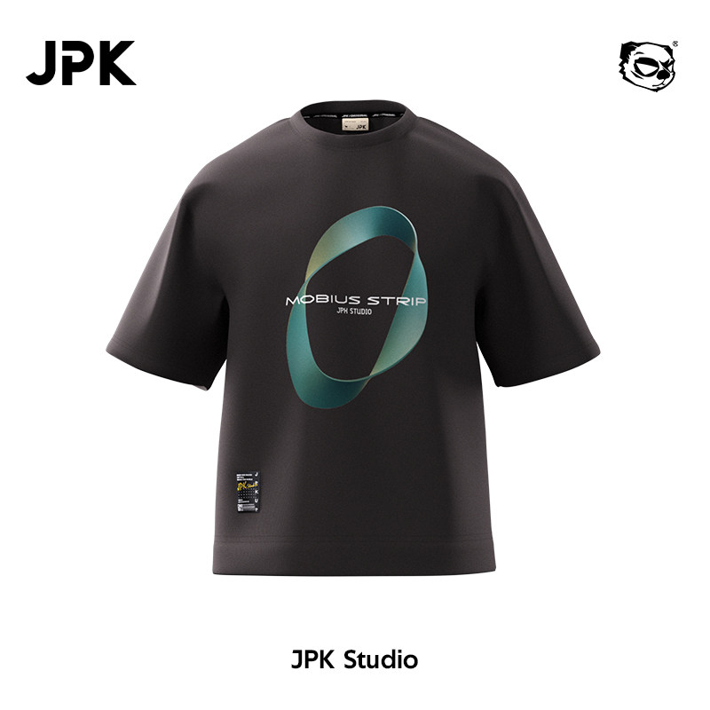 JPK莫比乌斯环原创国潮短袖T恤大码宽松男士潮牌时尚夏季纯棉印花