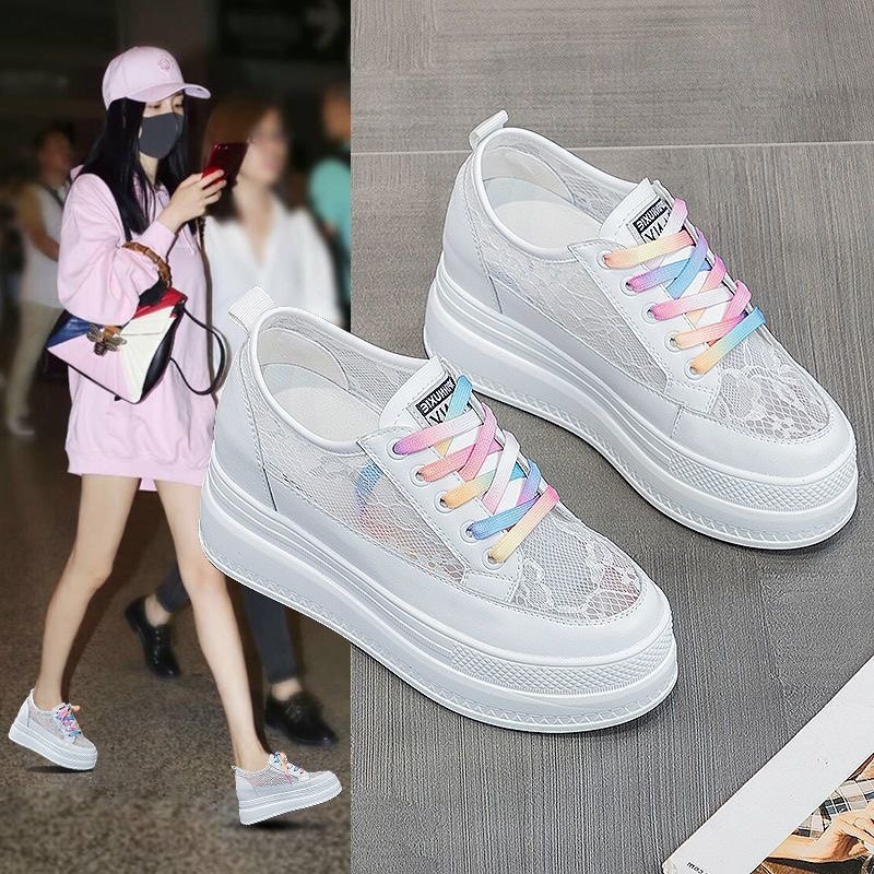 34码女鞋新款2023小码鞋子小个子厚底增高夏季透气内增高小白鞋女