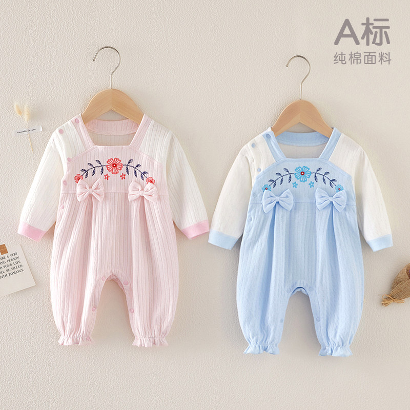婴儿衣服秋装新生女宝宝连体衣满月百天公主秋季超萌外出哈衣爬服