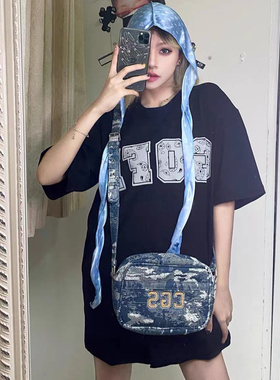 国潮原创牛仔斜挎包字母饭盒包单肩包男女百搭CGS 【chillgasm】