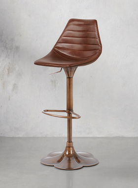 酒吧椅升降旋转吧台椅进口头层牛皮真皮家用高脚椅轻奢高凳子7539