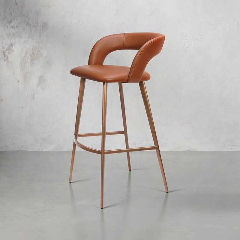进口头层牛皮吧台椅家用高脚凳