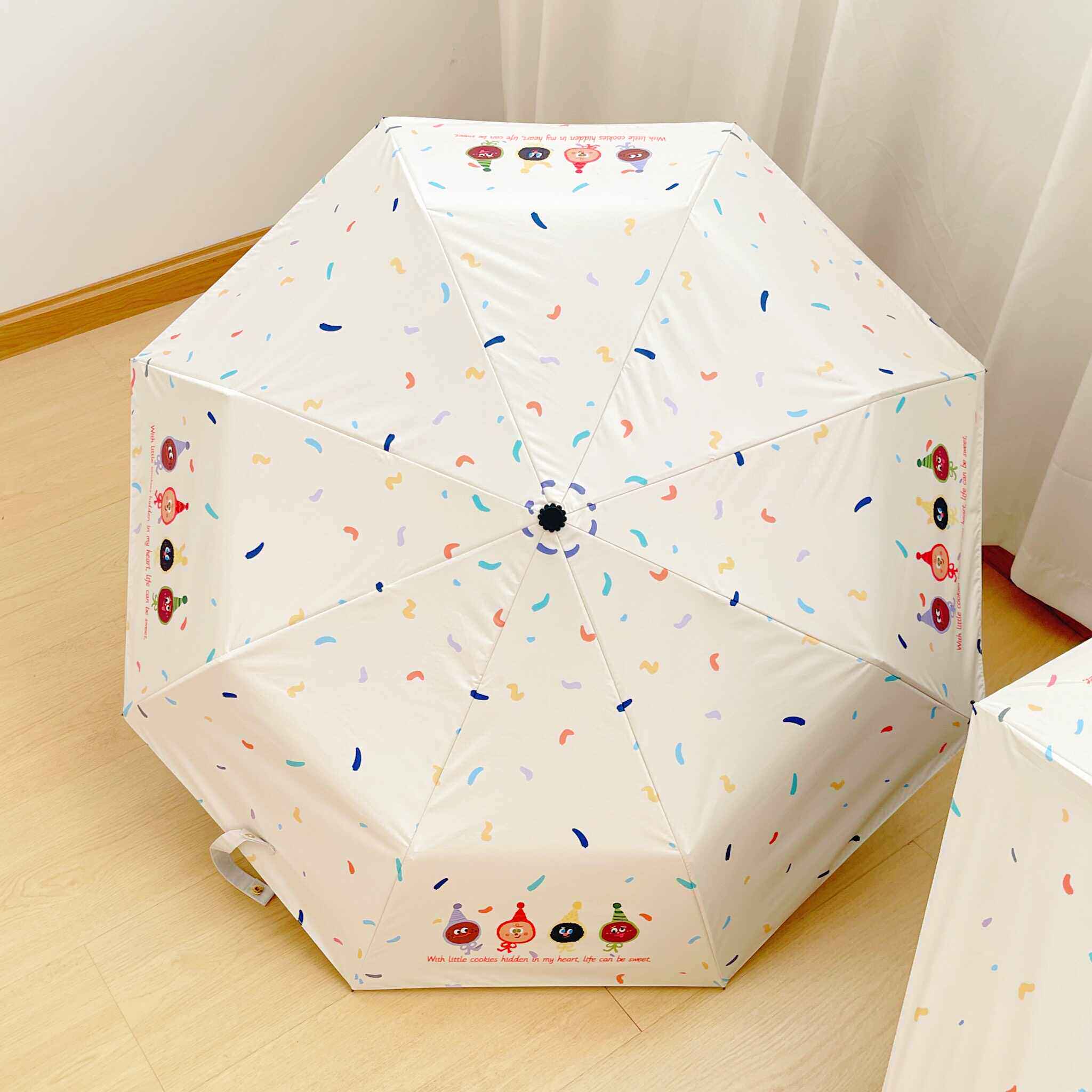 趣味饼干全自动雨伞女晴雨黑胶两用防晒伞紫外线可爱太阳伞遮阳伞