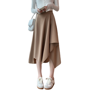 不规则半身裙女春夏中长款包臀裙2024新款高腰显瘦A字伞裙西装裙