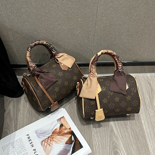 优草坊正品老花开口笑迷你枕头包2026新款时尚百搭手提包波士顿包