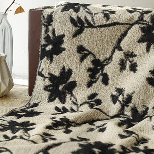 新款水墨花沙画风提花面料挺括微皱女装秋冬时尚鞋服箱包手袋布料