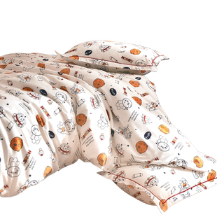 本初防螨儿童四件套全棉纯棉男女生宇航员卡通三件套床上用品套件