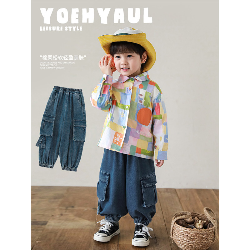 幼悠男童2024年新款软牛仔直筒束脚牛仔裤时尚百搭弹力亲肤裤子潮图片