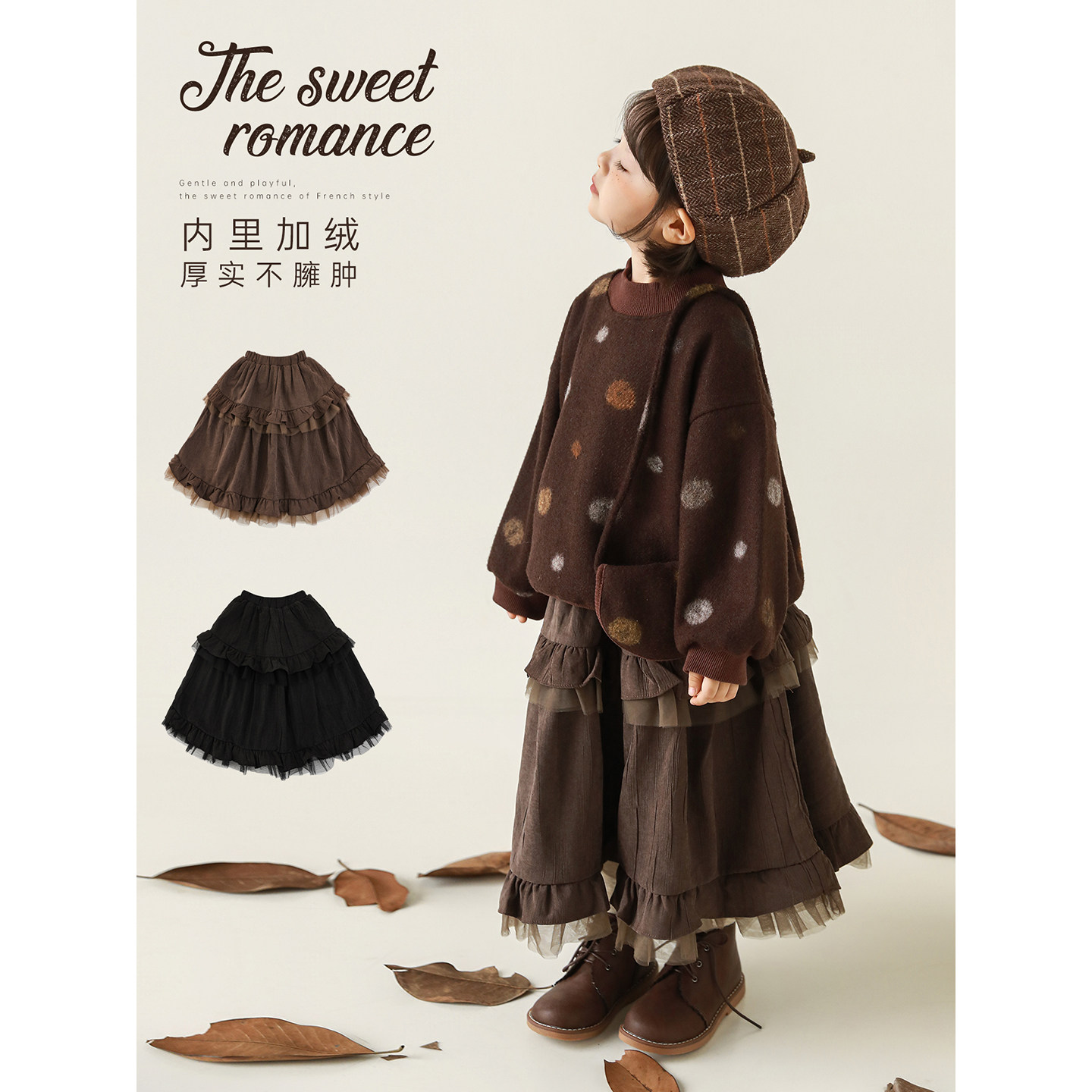 幼悠女童2025冬季新款加绒洛丽塔半裙厚实保暖百搭女孩可爱裙子潮