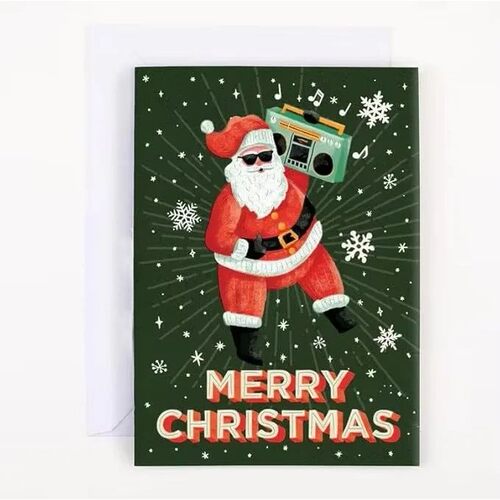 Music-Christmas Greeting Card,Santa with Gift Design Christm
