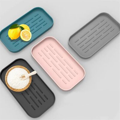 Flexible Silicone Tray Drain Tray Coasters For Bathroom Conv