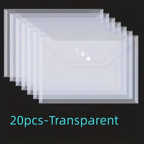 20Pcs Plastic Envelope Transparent Waterproof Reusable File