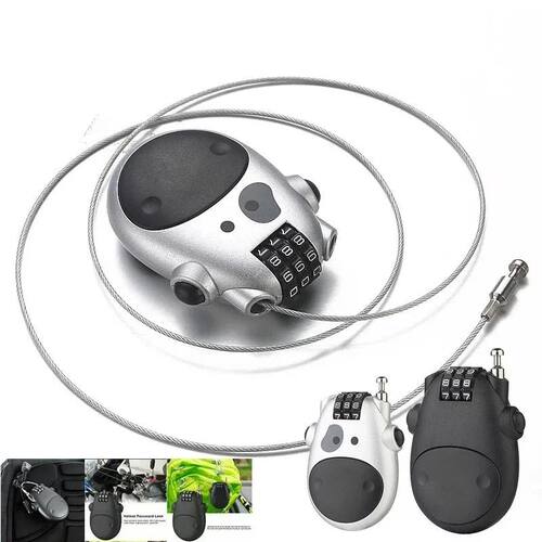 Motorcycle Cable Lock: Retractable Steel Wire - Bicycle, Hel