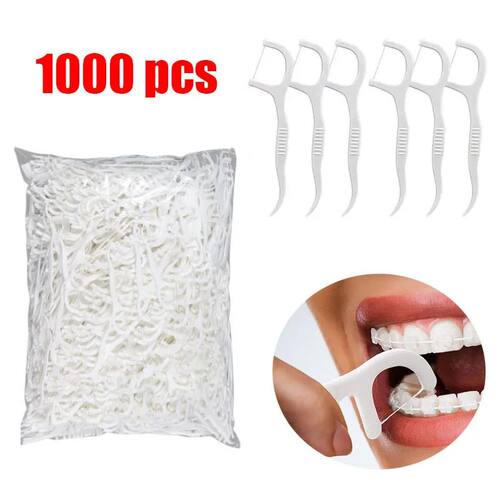 500/1000Pcs Mint Flavored Dental Floss Sticks Ultra-Fine Por