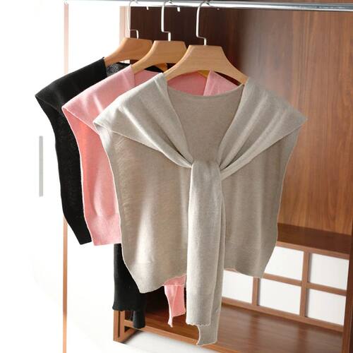 Ladies Knitted Sleeveless Solid Color Tie - front Versatile