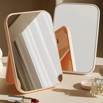 1 portable pink/white makeup mirror, foldable travel makeup