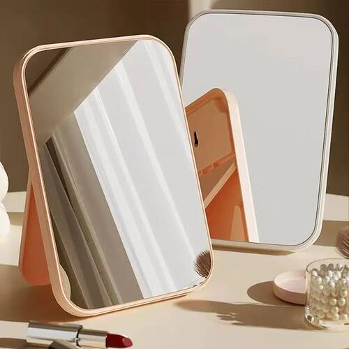 1 portable pink/white makeup mirror, foldable travel makeup
