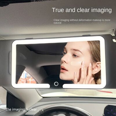 Car Sun Visor Makeup Mirror LED Touch Screen Adjustable Brig