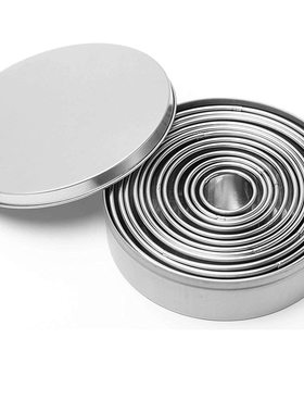 14pcs/Set Stainless Steel Round Cookie Moulds Cake Cutter