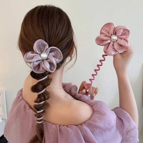 Summer Atmosphere, Flower Tied Ponytail, Straight Telephone