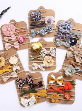 5Pcs/Set Baby Girl Headbands Newborn Bows Elastic Hair Bands
