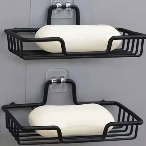 Stainless Steel Soap Dish – Wall-Mounted, No Drill, Holds 2