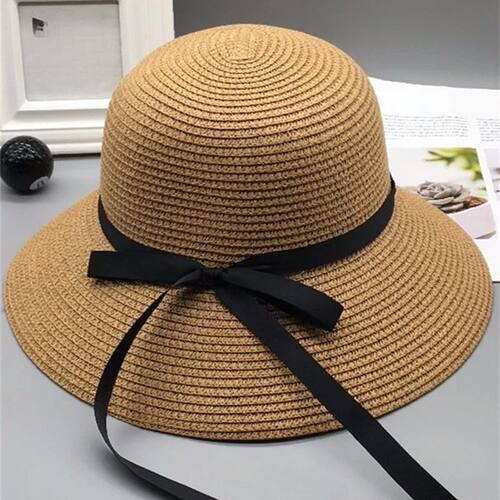 Ladies' Summer Foldable Straw Hat, Outdoor Beach Uv Resistan