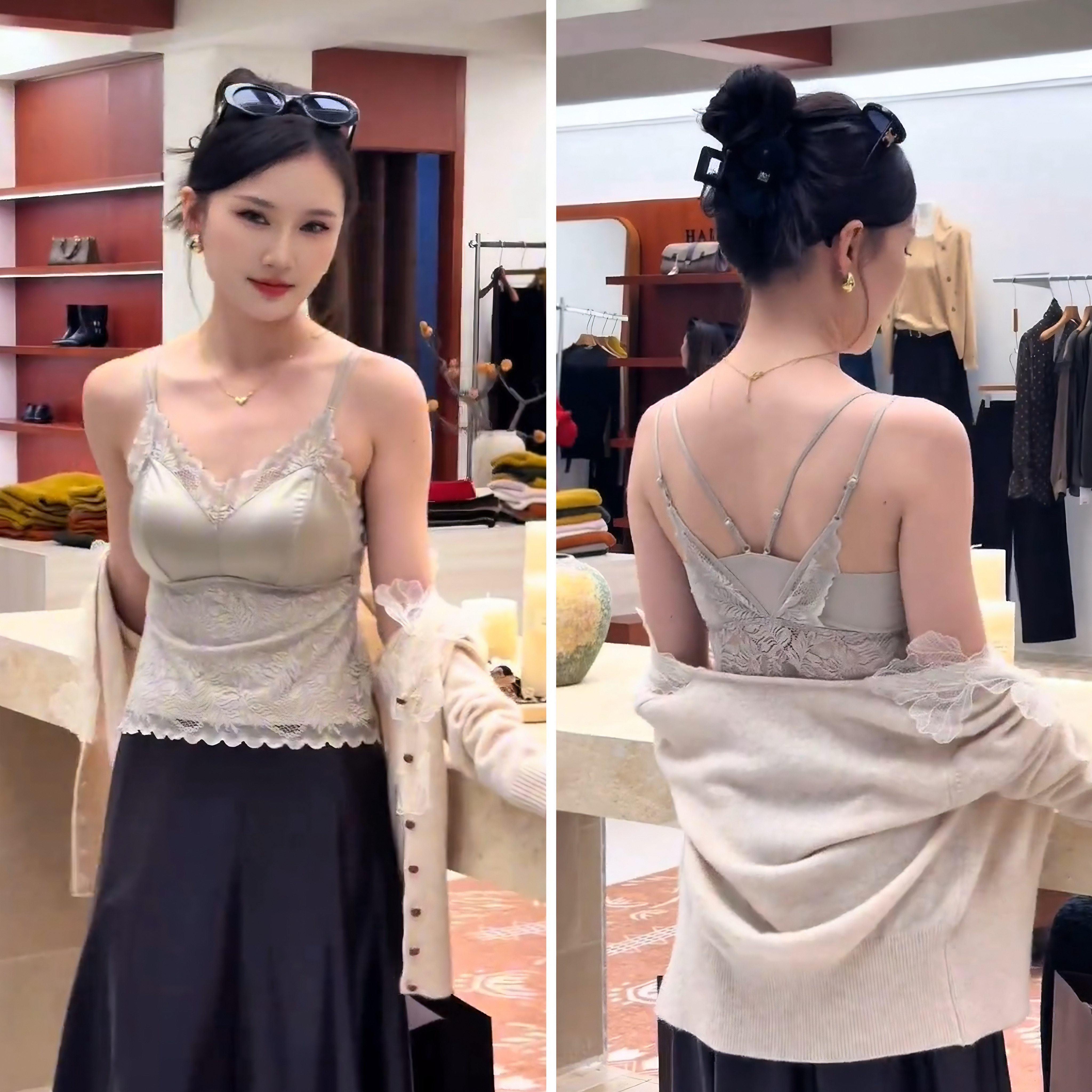 蕾丝v领早秋聚拢小内衣性感交叉磨毛保暖美背背心女带胸垫吊带
