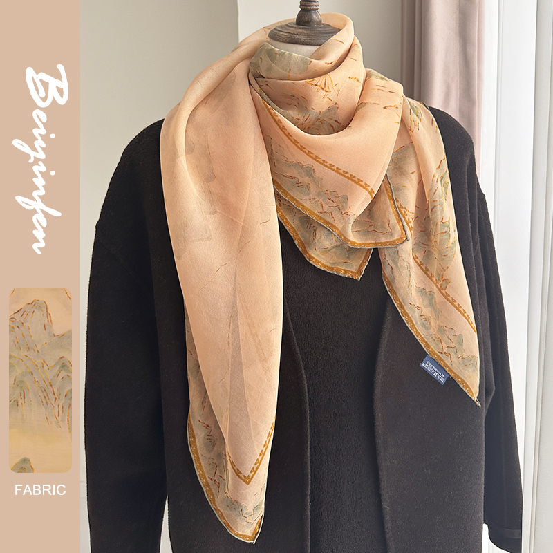 四季丝巾温婉女水墨风非遗工艺