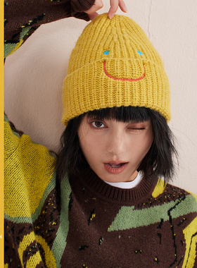 贝茵芬Smile丨彩虹配色针织显脸小冷帽多色针织帽大头围冬季保暖