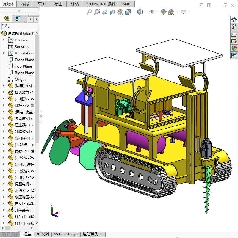 全自动植树机器人设计含三维SolidWorks三维模型+CAD图纸+说明书