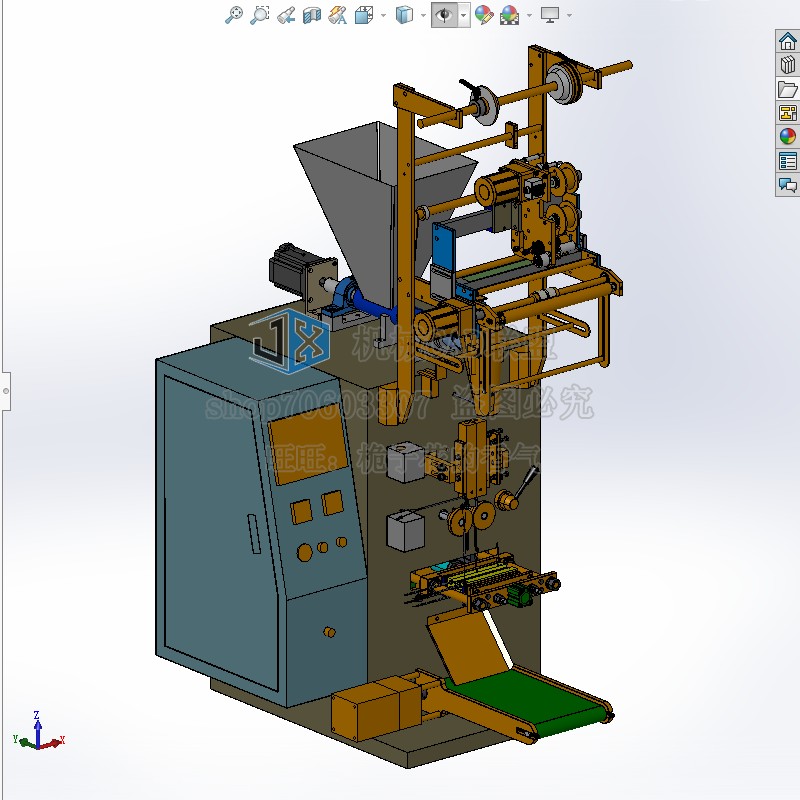立式粉料自动包装机设计 含CAD图纸与STP三维模型 粉料包装机结构