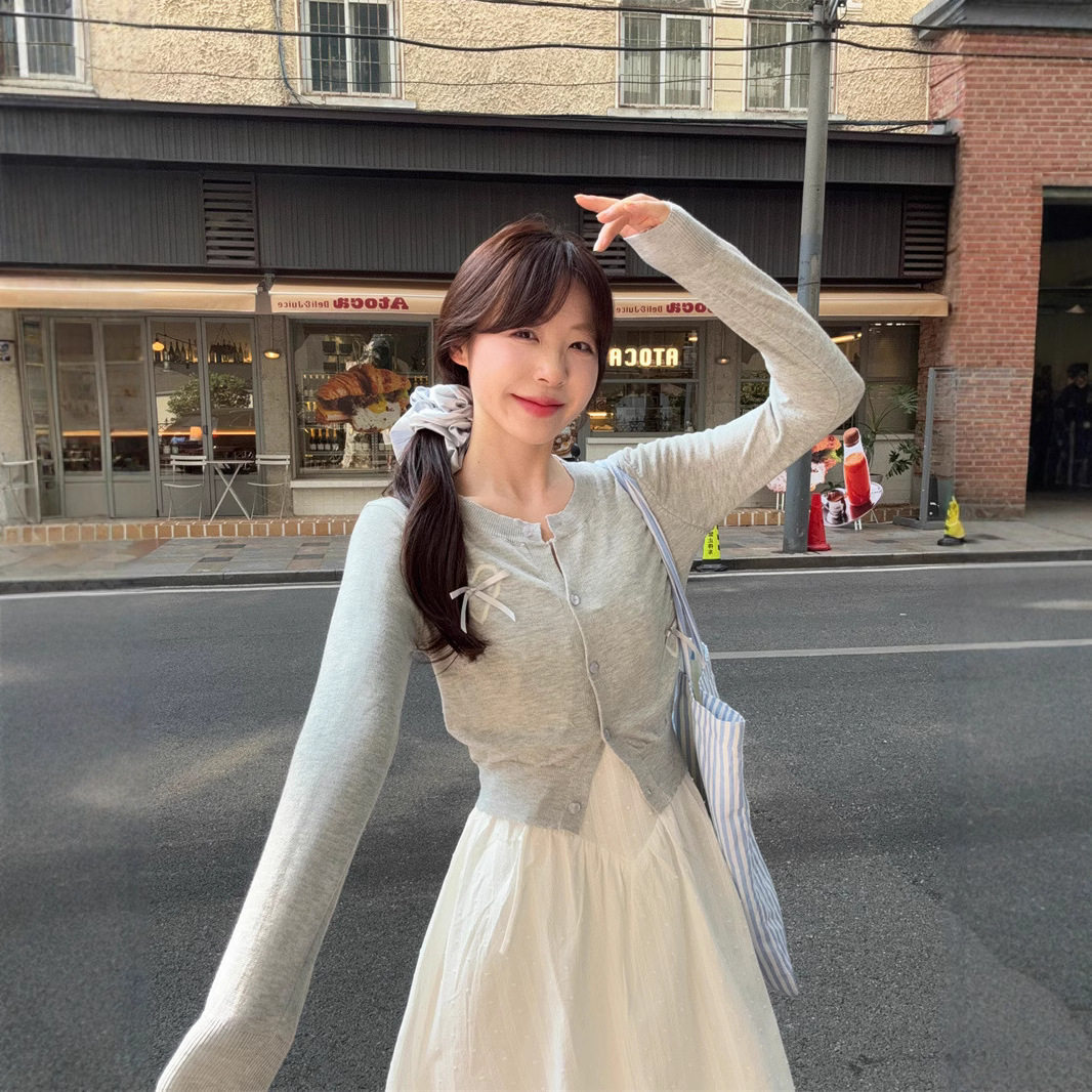 法式甜美蝴蝶结针织开衫2026款