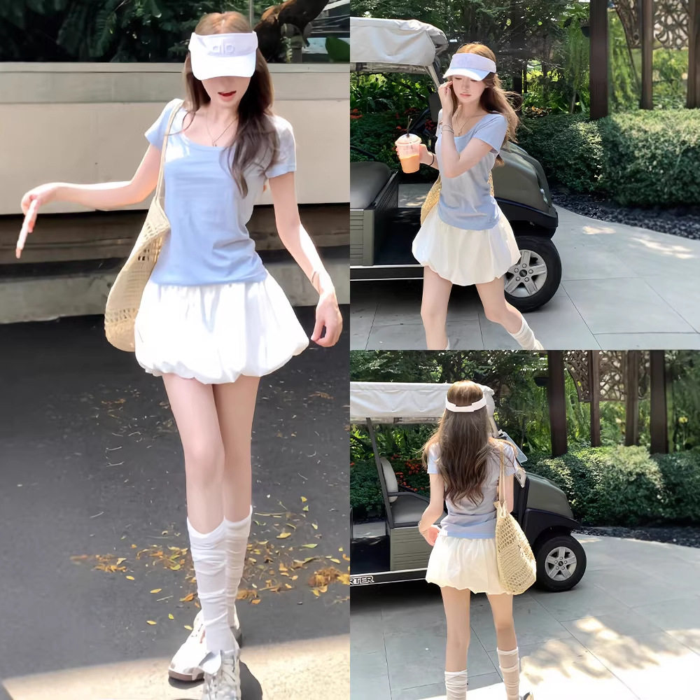 白色花苞蛋糕蓬蓬裙裤女