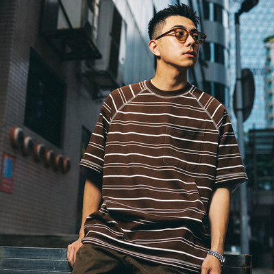 BananaClub条纹插肩口袋短袖