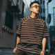 BananaClub T恤上衣 300g条纹插肩基础休闲口袋短袖 Stripe Tee