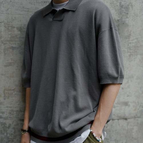 BananaClub“Splicing Polo”桑蚕丝凉感针织老钱风拼色Polo短袖
