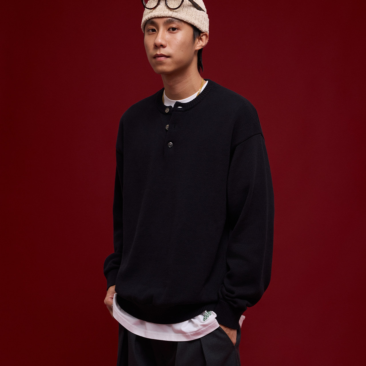 BananaClub 32支纯棉复古亨利领休闲保暖针织衫毛衣长袖T恤,男装,T恤,淘宝优惠券,粉丝福利购,淘宝优惠卷