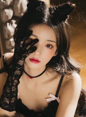 舞蹈表演礼服长款性感蕾丝手套女暗黑色系洛丽塔lolita防晒薄袖套