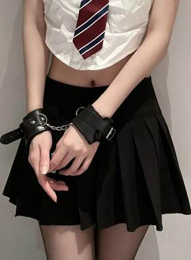 道具手铐毛绒pu皮革手铐剧本杀游戏道具手链加重情侣加厚脚铐男女