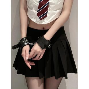 道具手铐毛绒pu皮革手铐剧本杀游戏道具手链加重情侣加厚脚铐男女