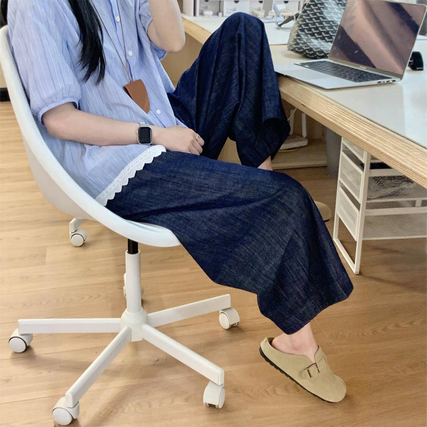 小个子牛仔裤女夏薄款胖妹妹mm宽松显瘦慵懒风九分棉麻休闲阔腿裤