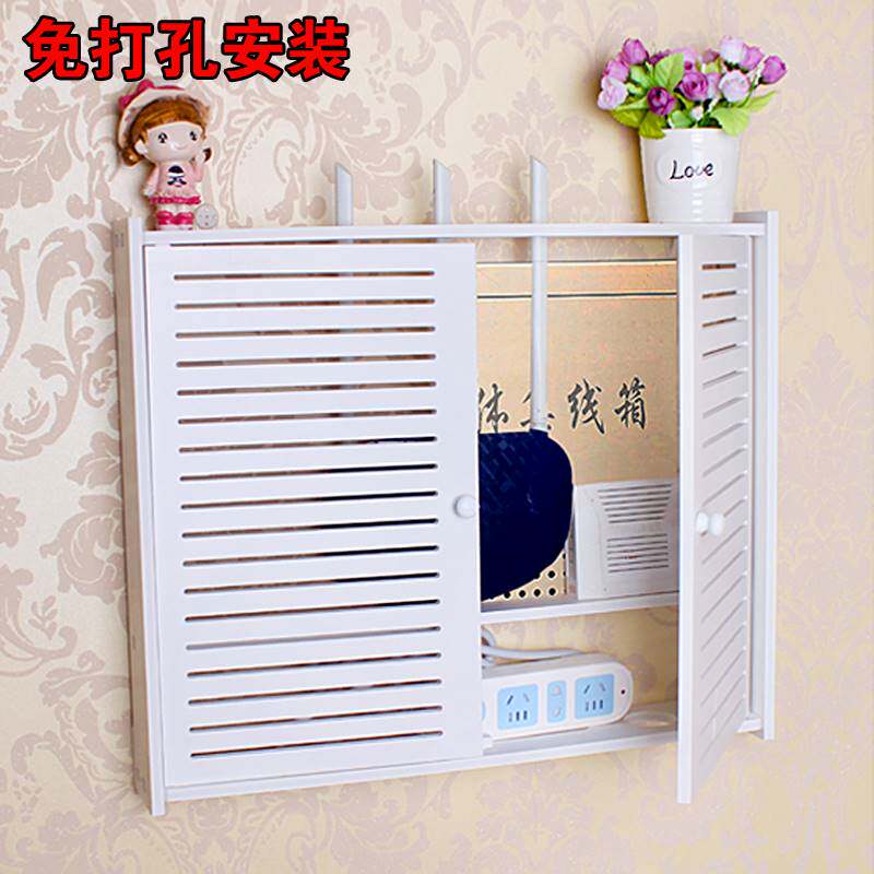 宽带网线盒子遮挡箱多媒体信息箱遮挡无线wifi置物架猫装饰免打孔