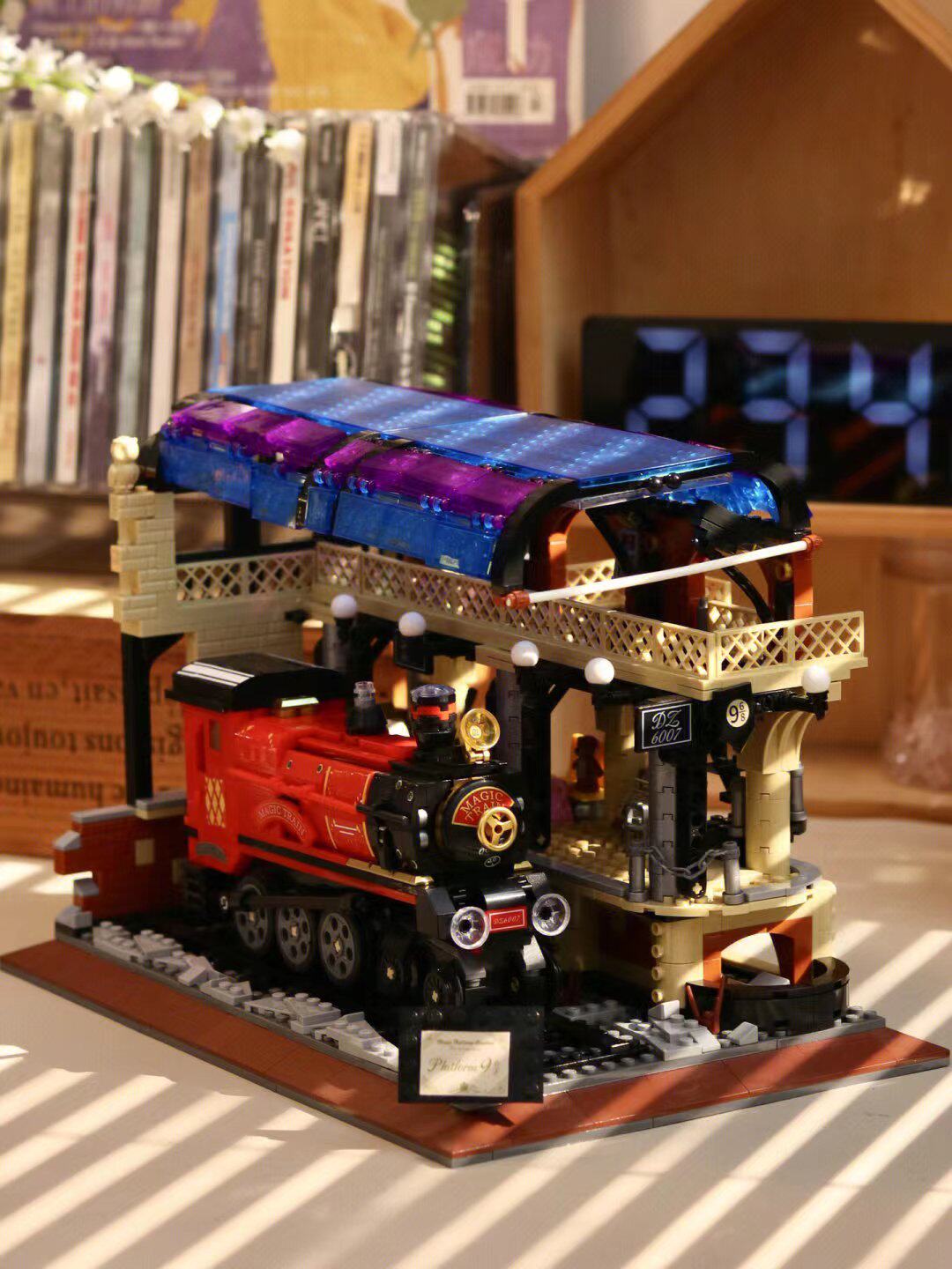 哲高积木魔法火车站迷你颗粒创意街景益智拼装玩具礼物