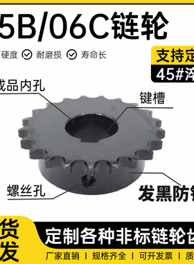 45号钢06C35B链轮成品孔链轮带键槽单排双排加工定做工业链条齿轮