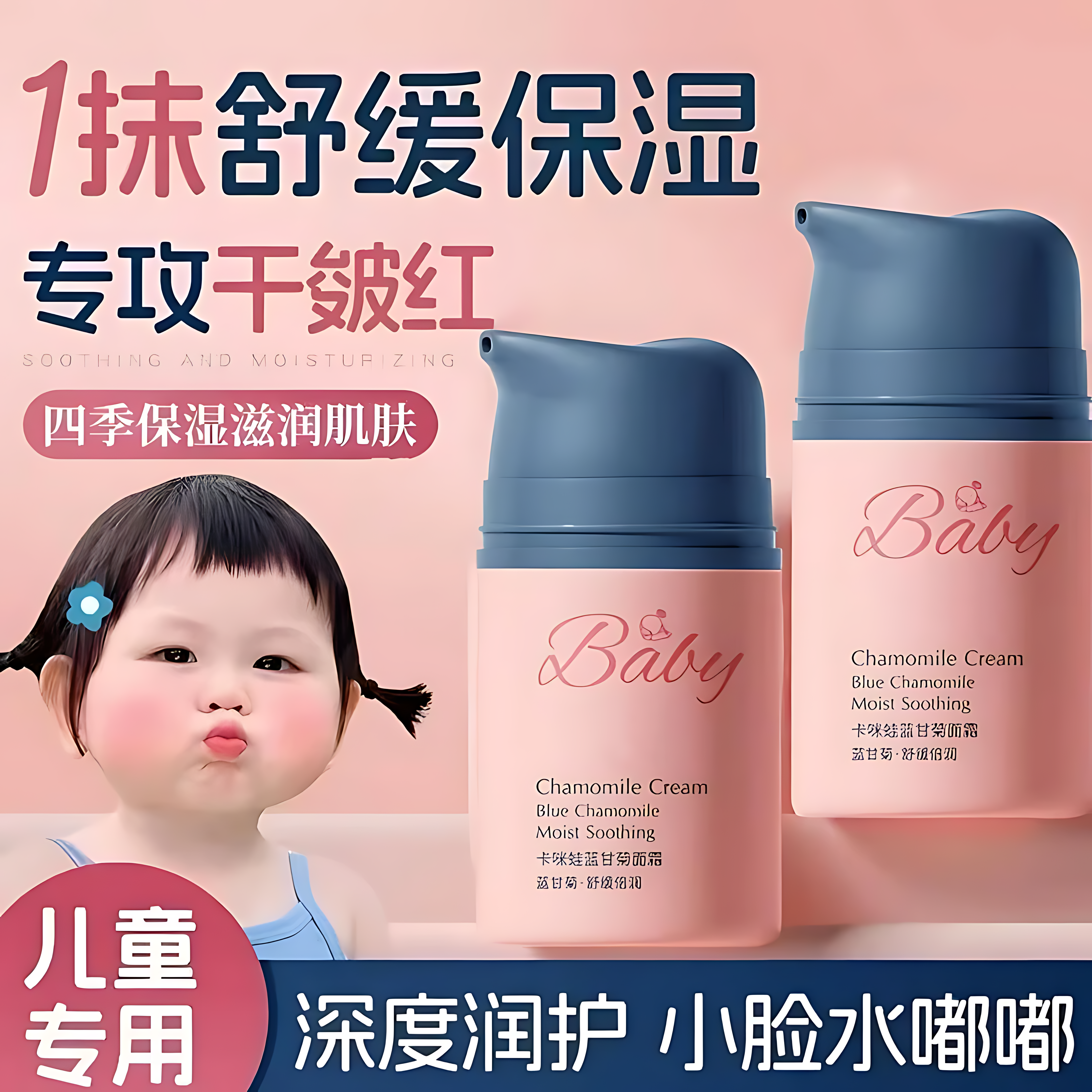 婴幼儿童面霜保湿滋润擦脸护肤专用6到12岁宝宝霜官方旗舰店正品