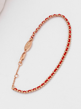 法式小众设计链条红绳手链轻奢玫瑰金本命年手绳闺蜜女生高级感